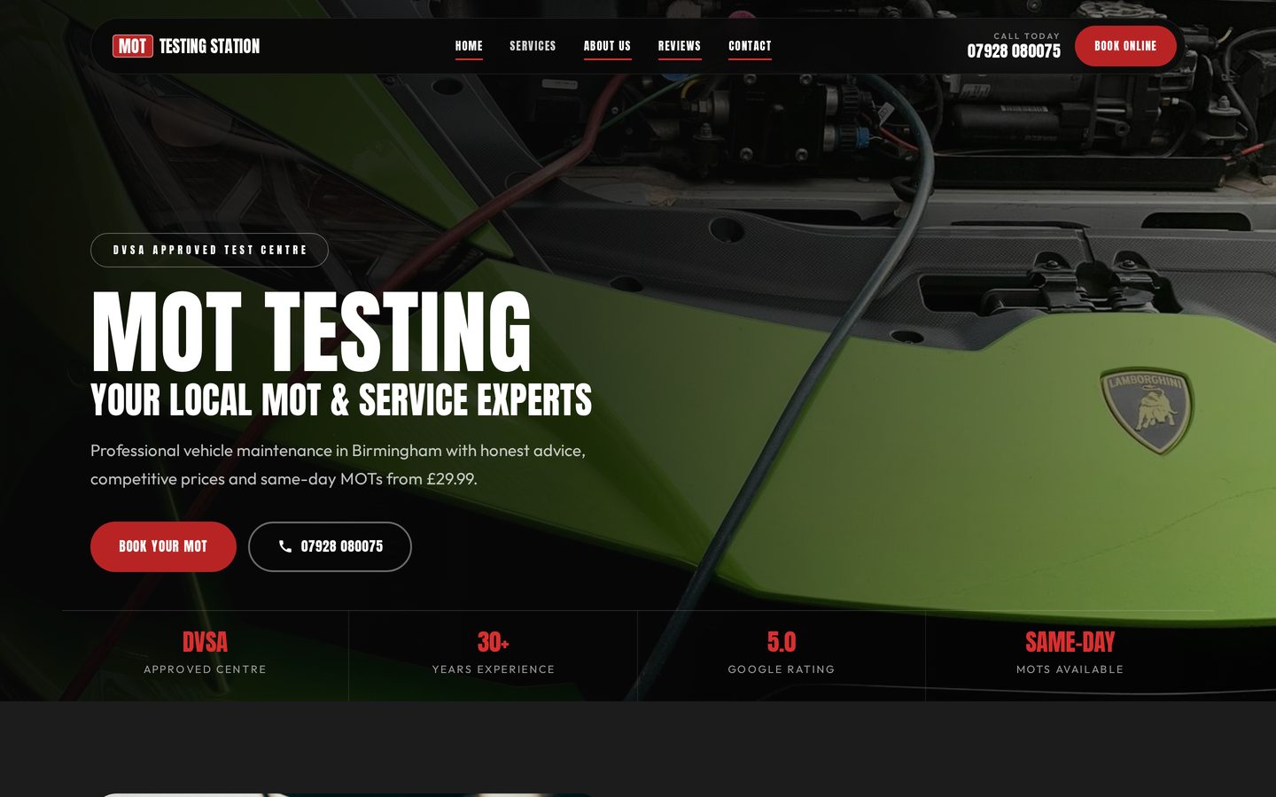 Version 2 — dark charcoal and red homepage